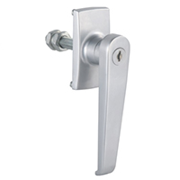 Description: Handle Lock
Material: ZDC base, handle, cylinder. Steel shaft.  
Surface: Chrome plated cylinder, power coated handle and base. Zinc plated shaft.
Remark: 90 degree turn achieve open and lock
