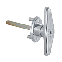 Description: Handle Lock
Material: ZDC base, handle, cylinder. Steel shaft.  
Surface: Chrome plated cylinder, power coated handle and base. Zinc plated shaft.
Remark: 180 degree turn achieve open and lock
