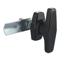 Description: Handle Lock
Material: ZDC base, handle. Steel shaft, cam.  
Surface: Power coated handle and base. Zinc plated shaft, cam
Remark: 90 degree turn achieve open and lock
