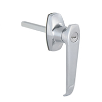 Description: Handle Lock
Material: ZDC base, handle, cylinder. Steel shaft.  
Surface: Chrome plated cylinder, handle and base. Zinc plated shaft.
Remark: 90 degree turn achieve open and lock. RH/LH open.
