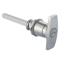 Description: Handle Lock
Material: ZDC base, handle, cylinder. Steel shaft.  
Surface: Chrome plated cylinder, handle and base. Zinc plated shaft.
Remark: 90 degree turn achieve open and lock. RH/LH open.
