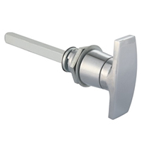 Description: Handle Lock
Material: ZDC base, handle, cylinder. Steel shaft.  
Surface: Chrome plated cylinder, handle and base. Zinc plated shaft.
Remark: 90 degree turn achieve open and lock. RH/LH open.
