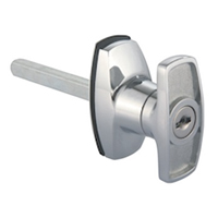 Description: Handle Lock
Material: ZDC base, handle, cylinder. Steel shaft.  
Surface: Chrome plated cylinder, handle and base. Zinc plated shaft.
Remark: 90 degree turn achieve open and lock. RH/LH open.
