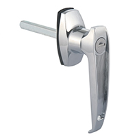 Description: Handle Lock
Material: ZDC base, handle, cylinder. Steel shaft.  
Surface: Chrome plated cylinder, handle and base. Zinc plated shaft.
Remark: 90 degree or 180 degree turn achieve open and lock. RH/LG open.
