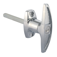 Description: Handle Lock
Material: ZDC base, handle, cylinder. Steel shaft.  
Surface: Chrome plated cylinder, handle and base. Zinc plated shaft.  
Remark: 180 degree turn achieve open and lock. RH/LH open
