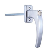 Description: Handle Lock
Material: ZDC base, handle, cylinder. Steel shaft.    
Surface: Chrome plated cylinder, handle and base. Zinc plated shaft.  
Remark: 90 degree turn achieve open and lock. 
