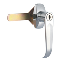 Description: Handle Lock
Material: ZDC base, handle, cylinder. Steel shaft.  
Surface: Chrome plated cylinder, handle and base. Zinc plated cam.
Remark: 90 degree turn achieve open and lock.  
