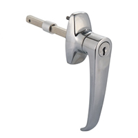 Description: Handle Lock
Material: ZDC base, handle, cylinder. Steel shaft.   
Surface: Chrome plated cylinder, handle and base. Zinc plated shaft.  
Remark: 90 degree turn achieve open and lock.  
