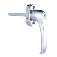 Description: Handle Lock
Material: ZDC base, handle, cylinder. Steel shaft. 
Surface: Chrome plated cylinder, power coated handle and base. Zinc plated shaft.  
Remark: 90 degree turn achieve open and lock.  
