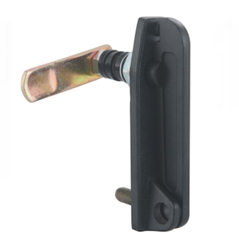 Description: Handle Lock
Material: ZDC base, handle. Steel shaft, cam.  
Surface: Power coated handle and base. Zinc plated shaft, cam.
Remark: 90 degree turn achieve open and lock.  
