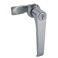 Description: Handle Lock
Material: ZDC base, handle, cylinder. Steel shaft.  
Surface: Chrome plated cylinder, handle and base. Zinc plated shaft.
Remark: 90 degree turn achieve open and lock.  
