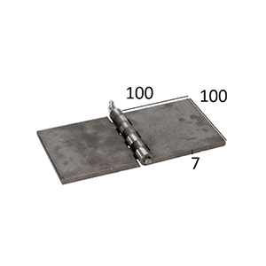 Name: Hinge 100x100x7mm lubricated, 90˚; nipple
Material: Steel
Size: 100x100x7mm
Hinge Pin: 8mm
Joint Spacing: 7
